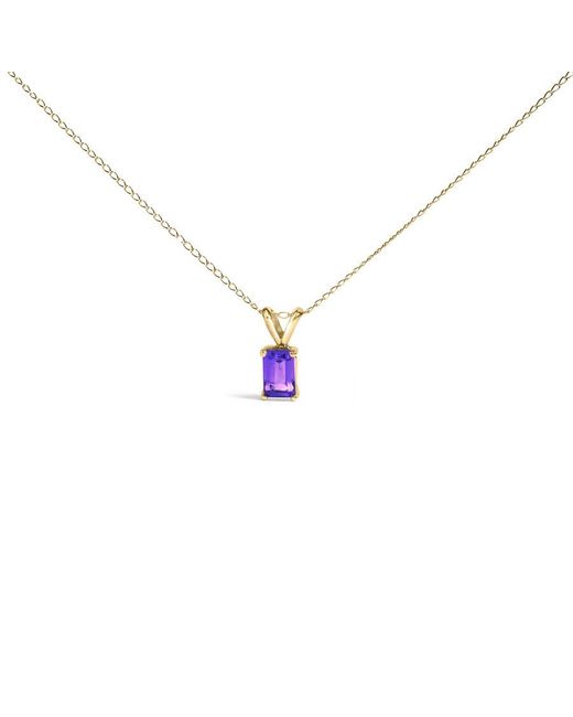 Haus of Brilliance Metallic 14K 6X4Mm Emerald Cut Amethyst Solitaire Pendant Necklace