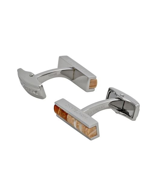 Montblanc Metallic Deco Cuff Links With Wood And Amber Inlays 111333 for men