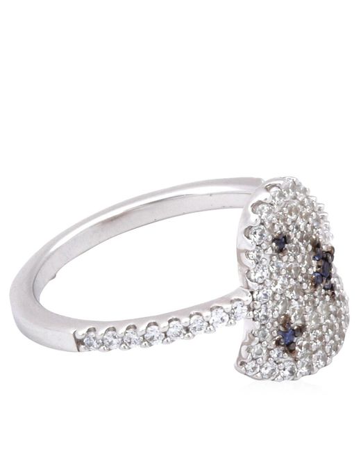 Apm Monaco Blue Ladies Sterling With Crystal Ring