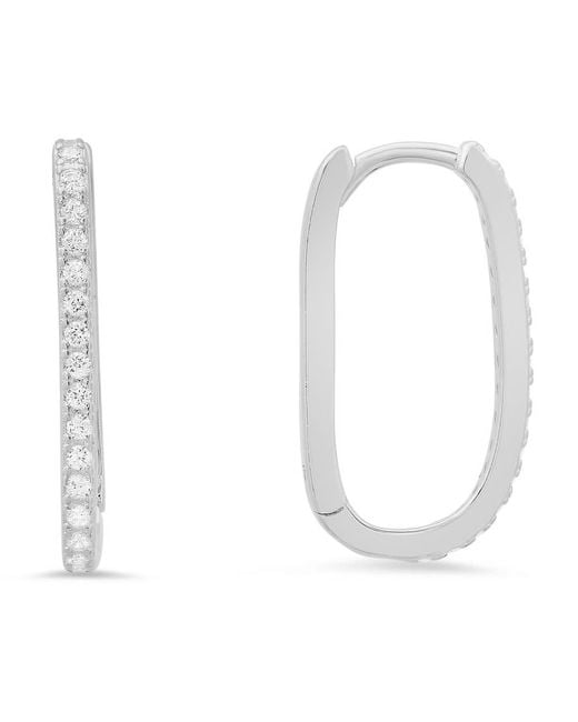 Kylie Harper White Sterling 20Mm U Shaped Cz Hoop Earrings
