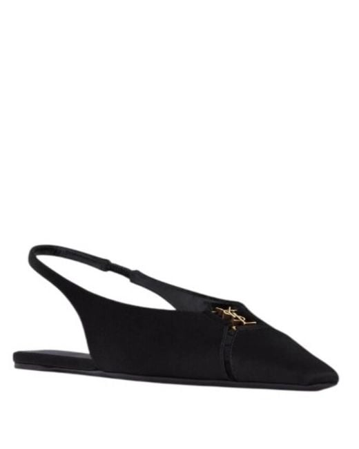 Saint Laurent Black Babylone Slingback Flats, Brand Size 35 Us