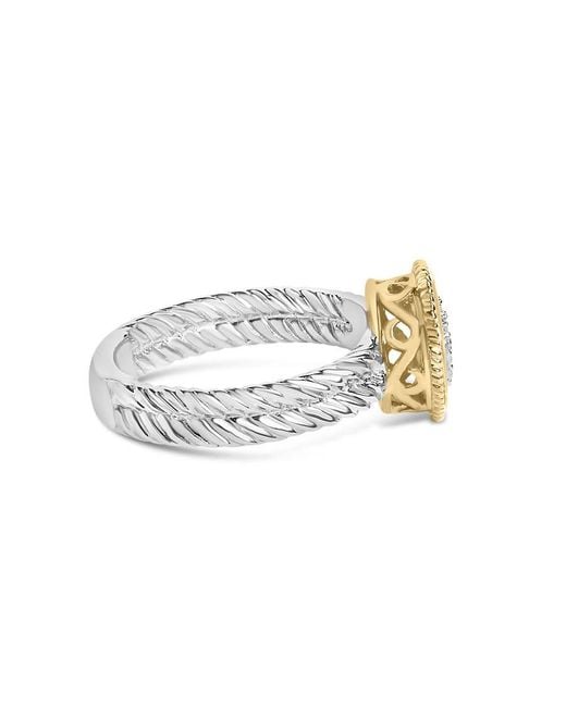 Haus of Brilliance White 18K Plated .925 Sterling Diamond Heart Ring With Satin Finish