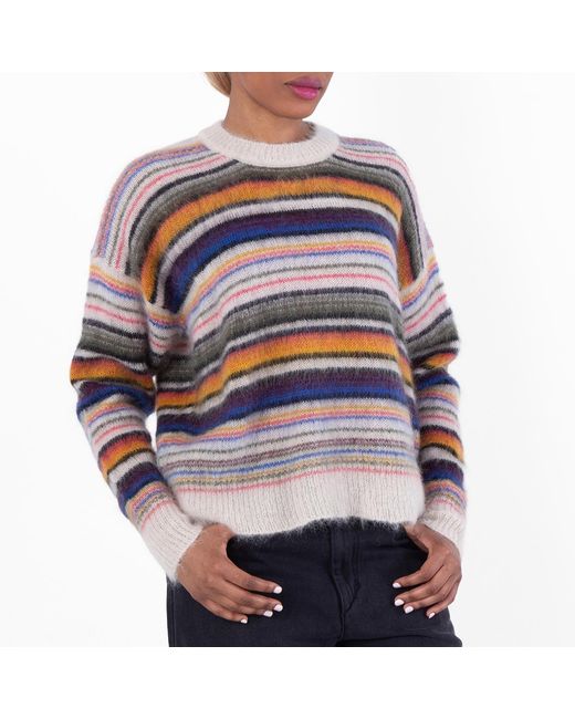 Isabel Marant White Drussell Stripe Pattern Sweater, Brand Size 36 Us