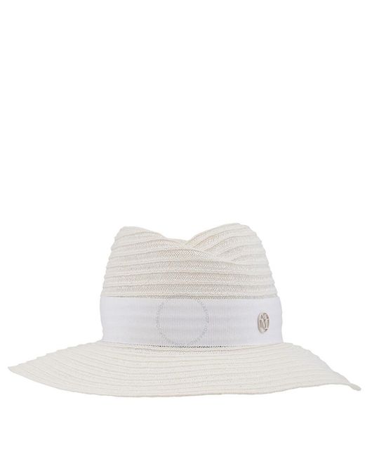 Maison Michel White Virginie Straw Fedora Hat