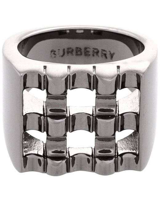 Burberry Metallic Ruthenium-Plated Cube Ring for men
