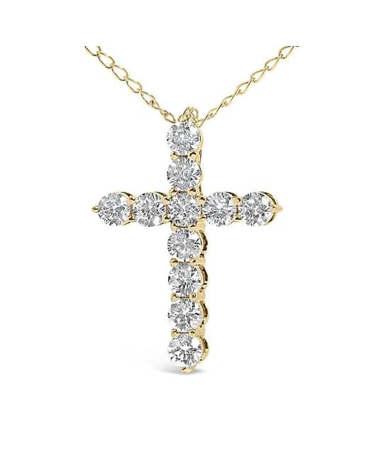 Haus of Brilliance Metallic 14K 1/2 Cttw Lab Grown Diamond 11 Stone Cross Pendant Necklace