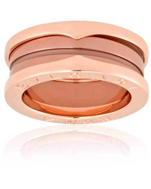 BVLGARI White B.Zero1 18K Rose And Cermet 2-Band Ring, Brand for men