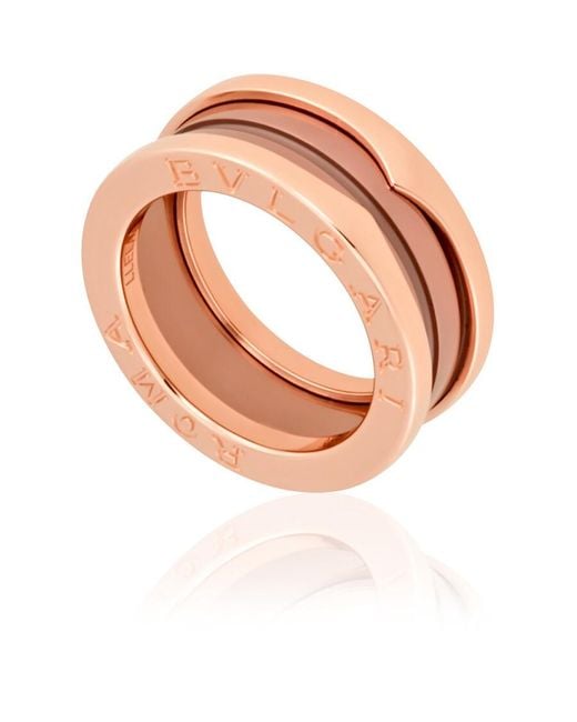BVLGARI White B.Zero1 18K Rose And Cermet 2-Band Ring, Brand