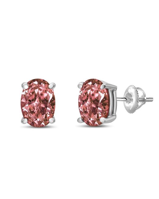Haus of Brilliance Red 14K 1.0 Cttw Lab Grown Oval 4 Prong Set Classic Diamond Solitaire Stud Earrings Color, Vs2-Si1 Clarity)