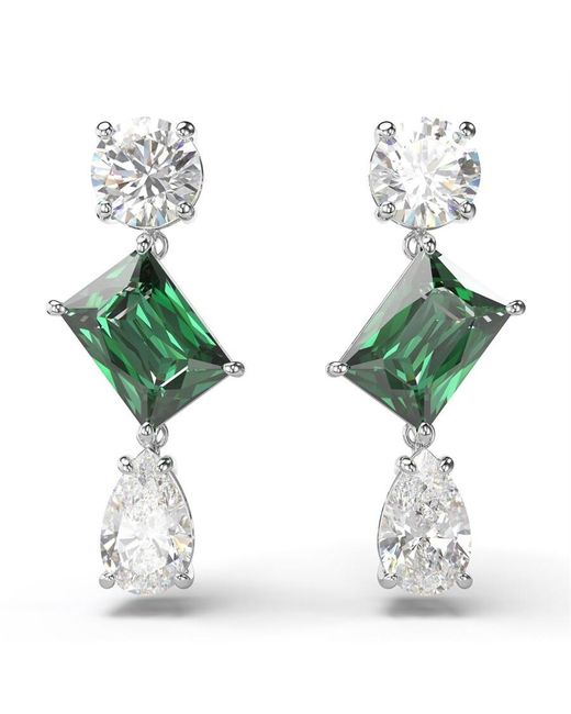 Swarovski Green Mesmera Mixed Cuts Drop Earrings