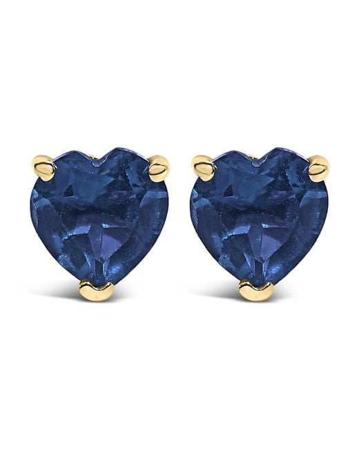 Haus of Brilliance Blue 14K 5Mm Heart Cut Sapphire Solitaire Stud Earrings