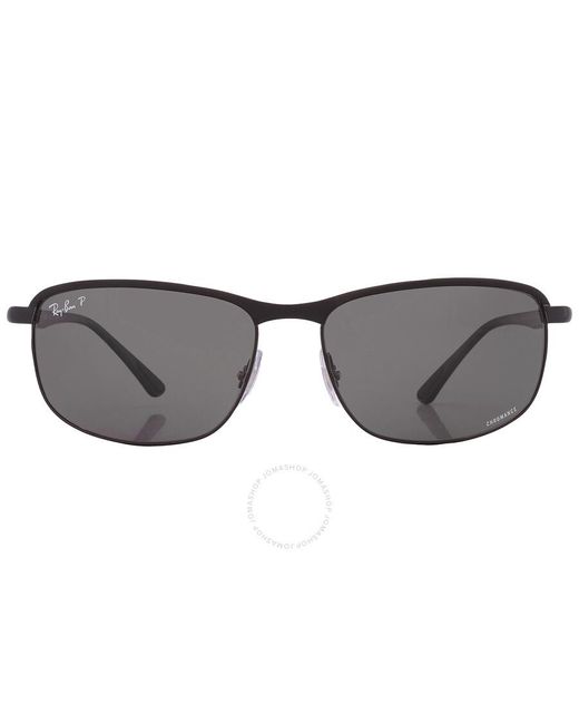 Ray-Ban Chromance Polarized Dark Gray Rectangular Sunglasses Rb3671ch 186/k8 60