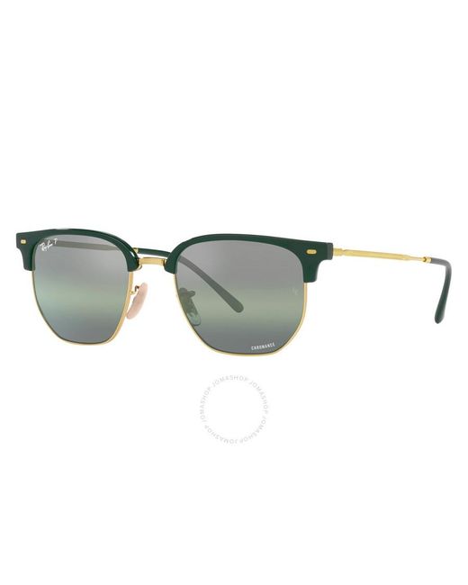 Ray-Ban Gray New Clubmaster Polarized Green Mirrored Sunglasses Rb4416 6655g4 53