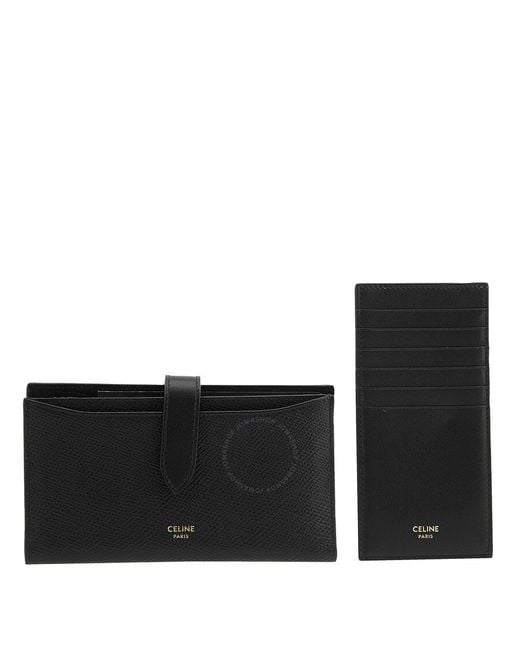 Céline Black Grained And Smooth Calfskin X Wallet Case