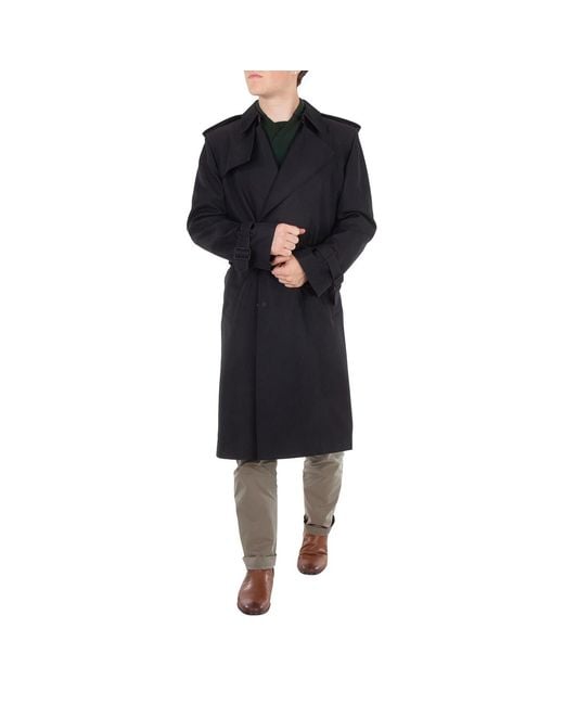 Burberry Black Double-Breasted Silk-Blend Trench Coat, Brand Size 46 (Us for men