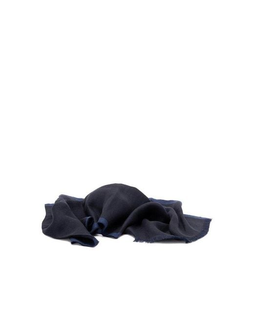 Brunello Cucinelli Blue Linen Scarf for men