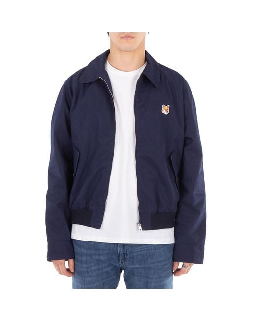 Maison Kitsuné Blue Harrington Fox Head Patch Jacket for men