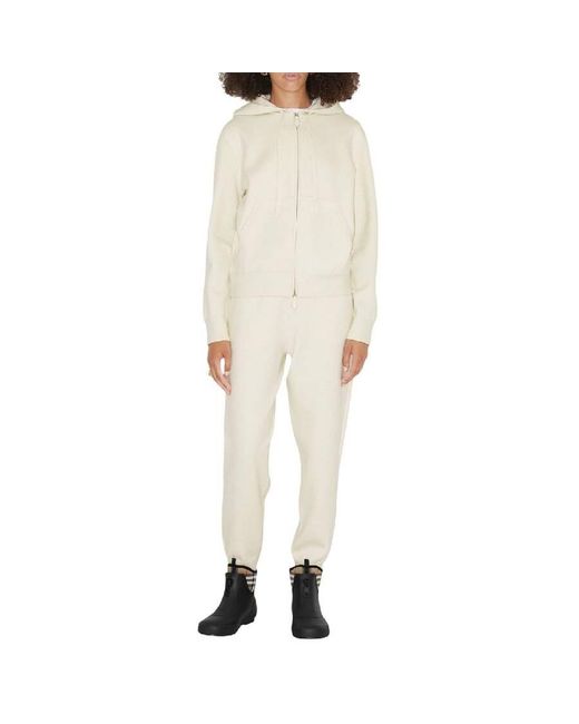 Burberry White Larkan Cashmere Blend Jogging Pants