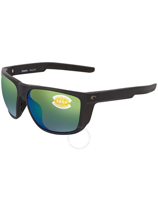 Costa Del Mar Ferg Xl Green Mirror Polarized Rectangular Sunglasses 6s9012 901206 62 for men