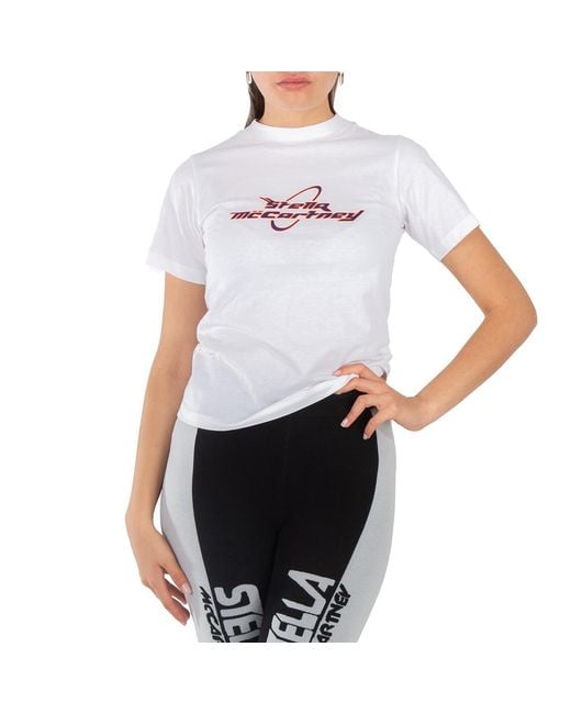 Stella McCartney White Ladies Logo Printed T-Shirt, Brand Size 34 (Us