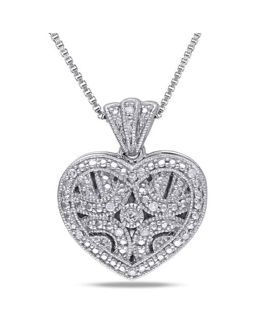 Amour Metallic Diamond Heart Locket Pendant With Chain