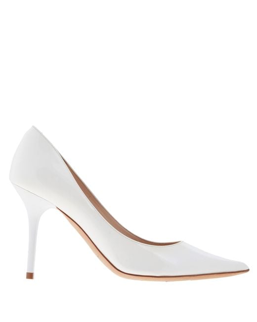 Jimmy Choo White Agnes 85 Patent Leather Pumps, Brand Size 34 Us