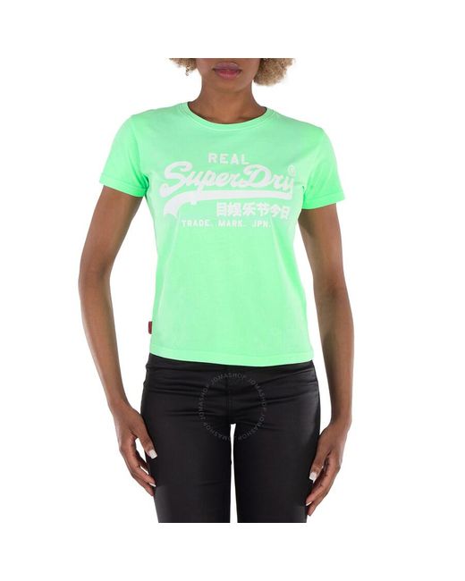 Superdry Green Vl Graphic Fitted Tee, Brand Size 10 (Us