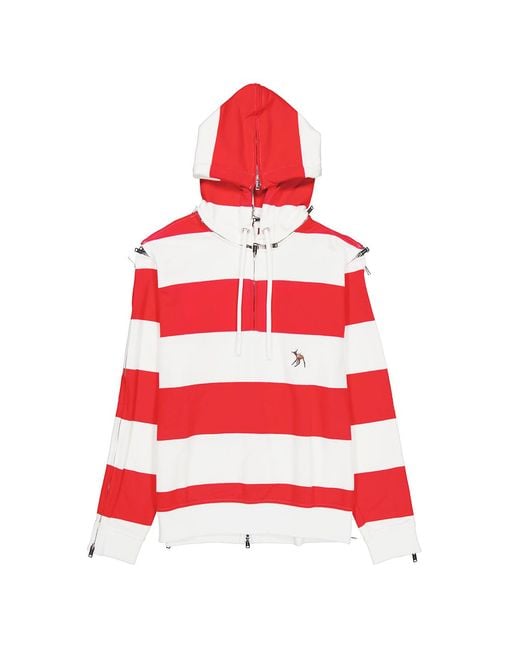 Burberry Red Zip Detail Striped Cotton Hoodie, Size Xxx-Small (Youth for men