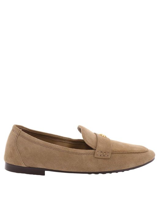 Tory Burch Brown Ladies River Rock Suede Double T Ballet Loafer