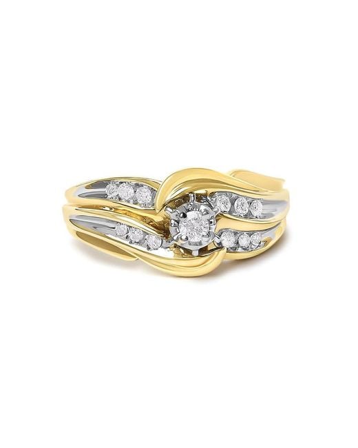 Haus of Brilliance White 14K 1/4 Cttw Round Diamond Wave Motif Bypass Ring