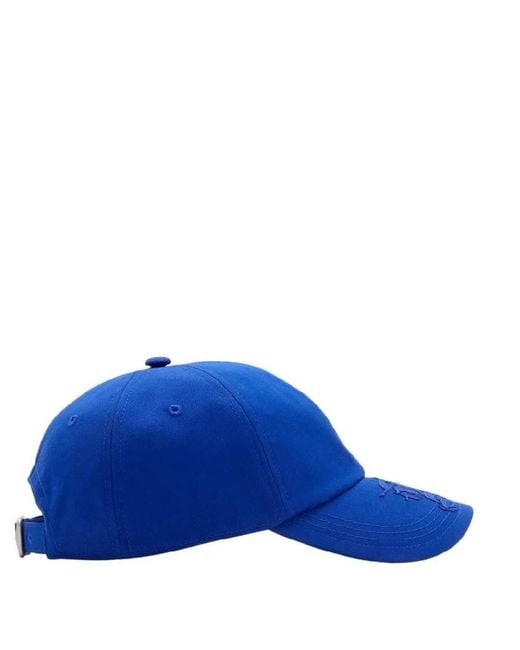 Burberry Blue Equestrian Knight Cotton Blend Baseball Cap for men