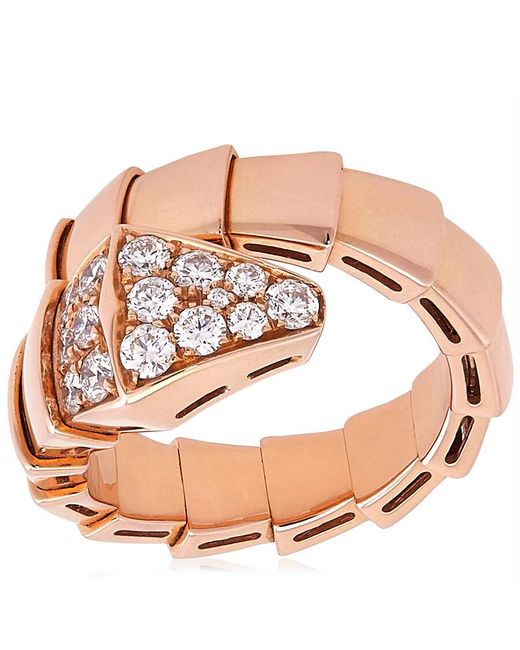BVLGARI Pink Serpenti Viper One-Coil Rose Ring, Size Small