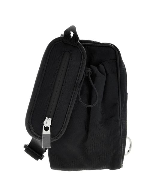 Burberry Black Check-Jacquard Zipped Mobile Phone Bag for men