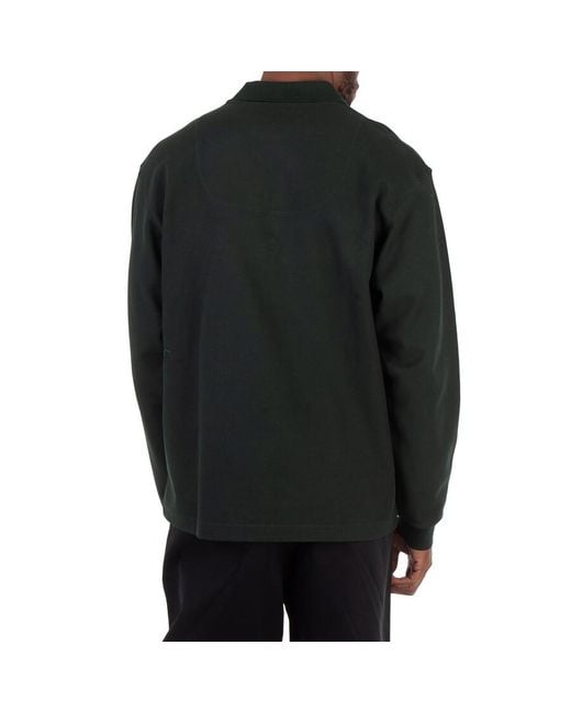 Burberry Green Long-Sleeve Cotton Polo Shirt for men