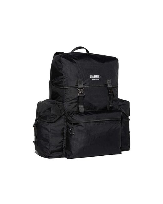 DSquared² Black Ceresio 9 Logo Ripstop Maxi Backpack Bags Backpacks for men