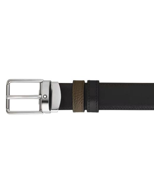 Montblanc Black Reversible Leather 30Mm Everyday Buckle Belt for men