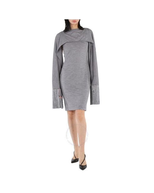 Burberry Gray Cloud Merino Wool Sleeveless Dress