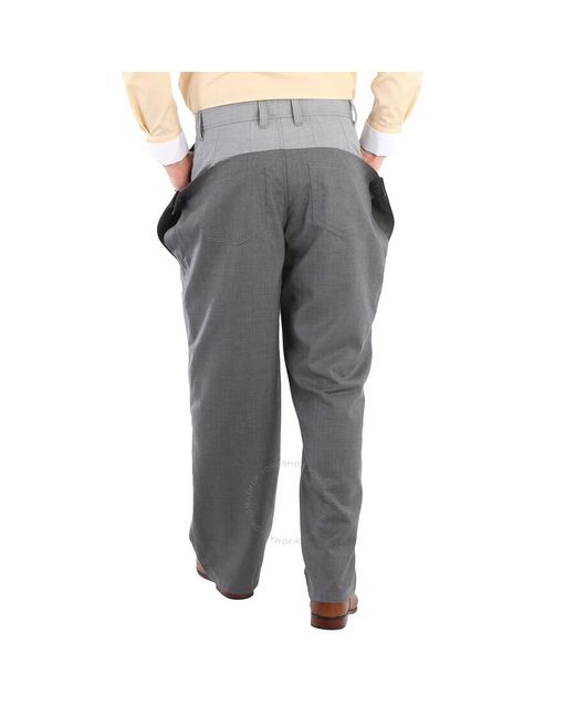 Burberry Gray Charcoal Press-stud Detail Tonal Wool Trousers for men