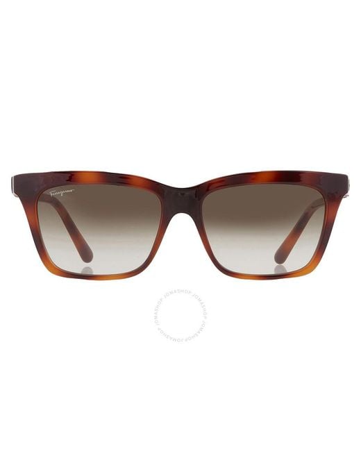 Ferragamo Brown Grey Gradient Rectangular Sunglasses Sf1027s 214 55