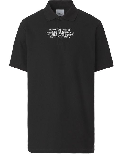Burberry Location-print Polo Shirt in Black for Men | Lyst