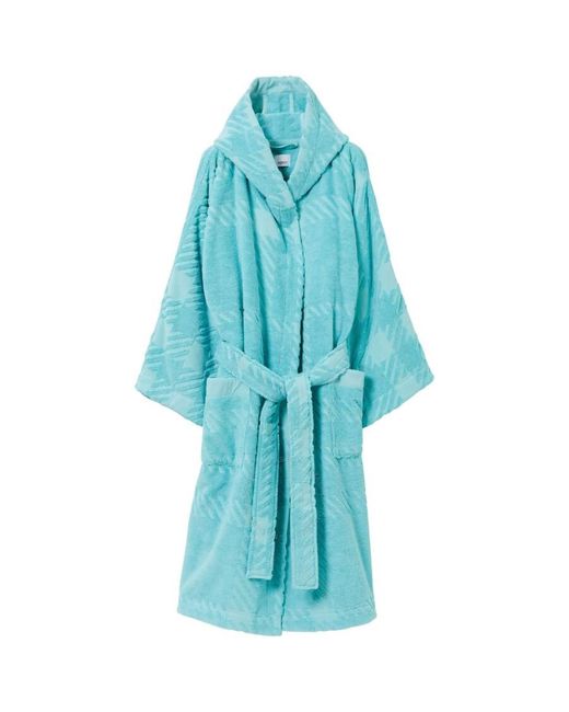 Burberry Blue Check-pattern Cotton Robe