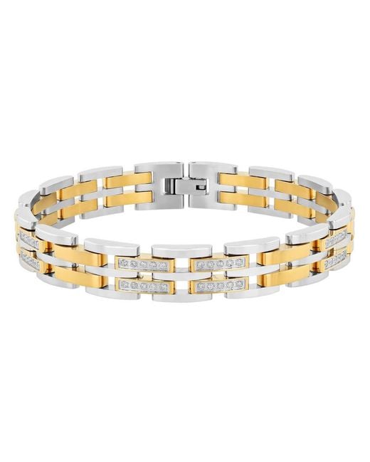 Robert Alton Metallic 1Ctw Diamond Stainless Steel With Finish Link Bracelet for men