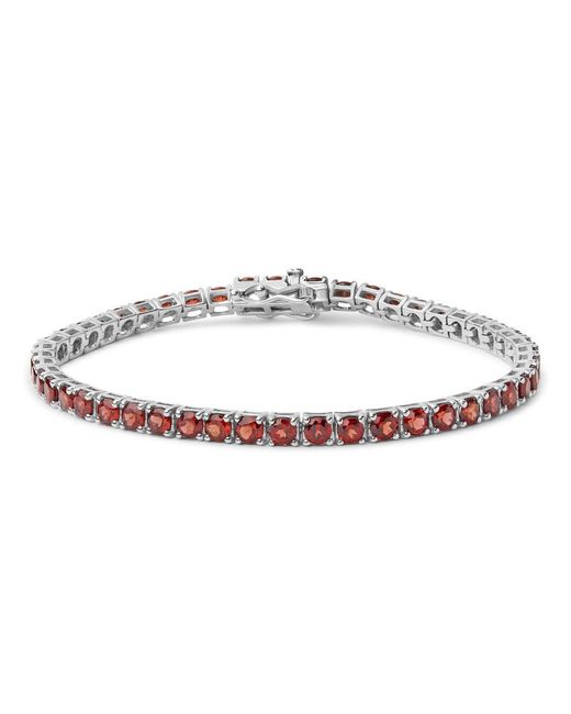 Haus of Brilliance Metallic 925 Sterling 10.0 Cttw Created Garnet Tennis Bracelet