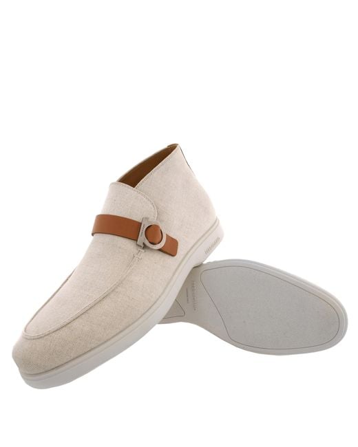 Ferragamo Natural Gancini Buckle Desert Boots for men