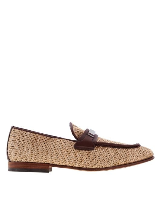 Ferragamo Brown Woven Raffia Loafers for men