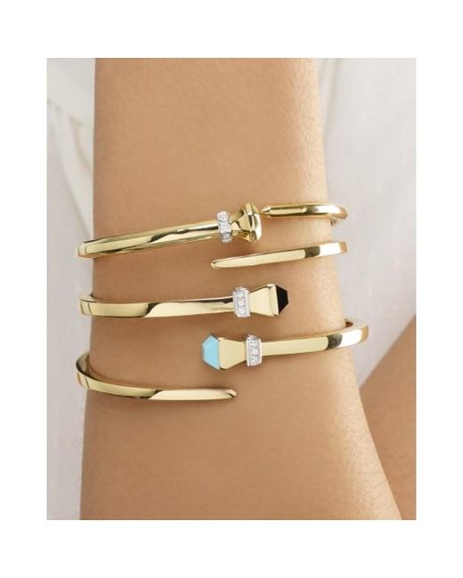 Tresorra Metallic 14K Onyx & Diamond Wrap Hardware Bangle Bracelet