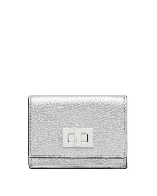 Fendi Gray Argento/Palladio Ladies Peekaboo Micro Tri-Fold Wallet