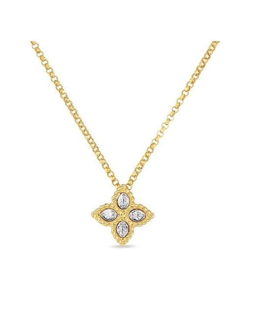 Roberto Coin Metallic Princess Flower Small Diamond Necklace