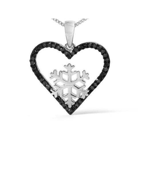 Haus of Brilliance Metallic 925 Sterling 1/10Ct Tdw Treated Diamond Heart Pendant Necklace
