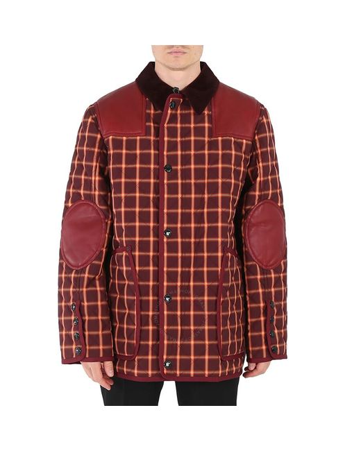 Burberry Red Burgundy Check Reversible Quilted Jacket for men